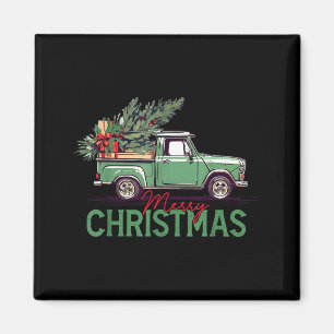 Aimant Arbre de Noël Camion Ckup Rouge Noël Vintage Me