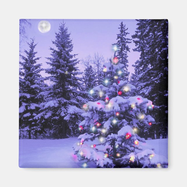 Aimant Arbre de Noël dans la forêt (Devant)