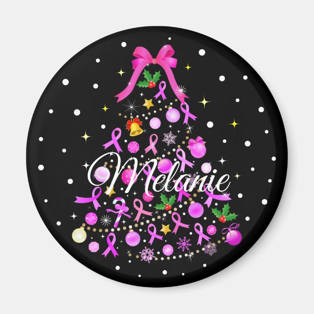 Aimant Arbre de Noël du cancer du sein (Devant)