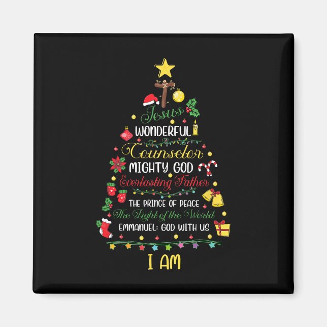 Aimant Arbre de Noël en forme de noms de Jésus Bible de N (Devant)
