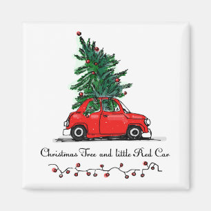 Aimant Arbre de Noël et petite voiture rouge