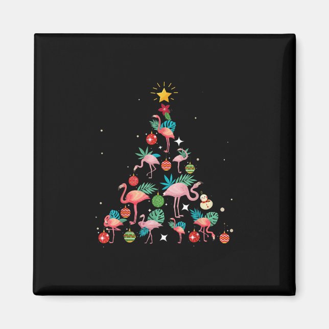 Aimant Arbre de Noël Flamant rose drôle (Devant)