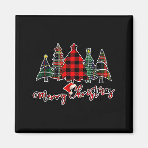 Aimant Arbre de Noël gai carreau de buffle vert noir roug
