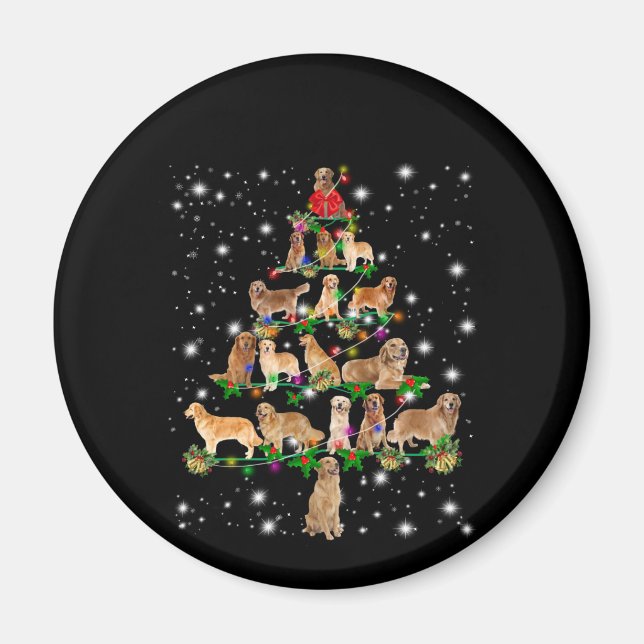 Aimant Arbre de Noël Golden Retriever Couvert Par Flash (Devant)