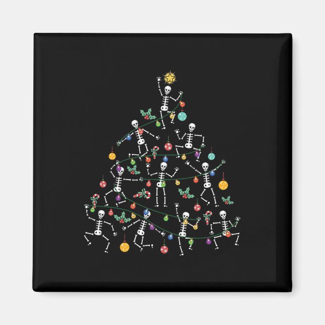 Aimant Arbre de Noël joyeux squelette dansant drôle d'Hal (Devant)