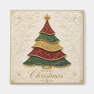 Aimant Arbre de Noël orné d'émail doré
