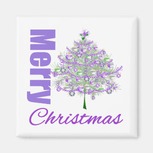 Aimant Arbre de Noël pourpre de thème de Joyeux Noël
