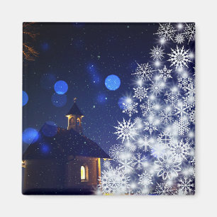 Aimant Arbre de Noël rayonnant avec Arrière - plan bleu