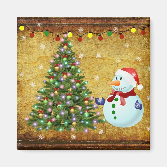 Aimant Arbre de Noël Snowman (Devant)
