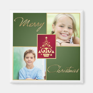 Aimant Arbre de Noël vert, rouge, or Magazine photo
