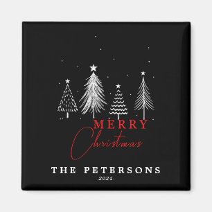 Aimant Arbre de pin de Noël simple et élégant Noir