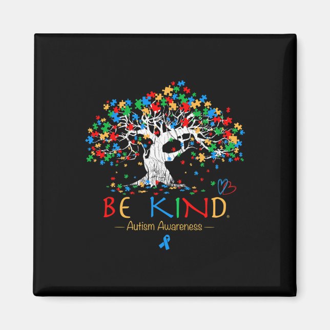 Aimant Arbre de Sensibilisation sur l'autisme de vie Mois (Devant)