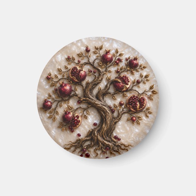 Aimant Arbre de Vie avec Grenades | Art en Relief 3D (Devant)