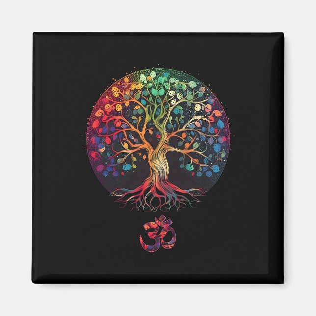 Aimant Arbre de Vie avec Symbole Om Yoga  (Devant)