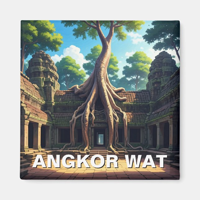 Aimant Arbre du temple d'Angkor Vat Cambodge (Devant)