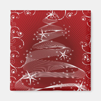 Aimant Arbre rouge Abstrait X'mas et tourbillons de Noël