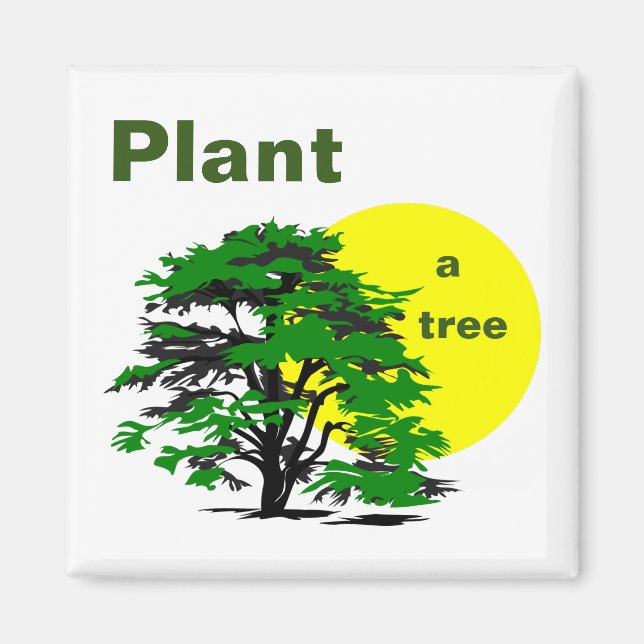 Aimant Arbre vert & Soleil jaune, Plante un Arbre (Devant)