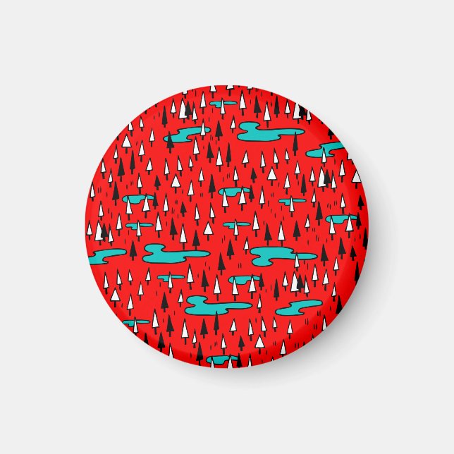 Aimant Arbres à main levée : motif de Noël scandinave. (Devant)