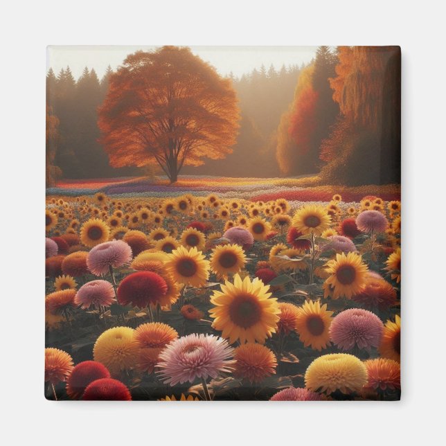 Aimant Arbres d'automne/terrain avec maman (Devant)