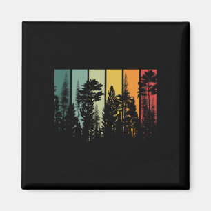Aimant Arbres de forêt vintage à l'extérieur Nature Rando