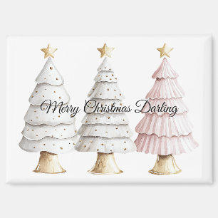 Aimant Arbres de Noël Chic White Mint Rose