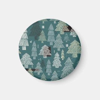 Aimant Arbres d'hiver, motif vintage de Noël.