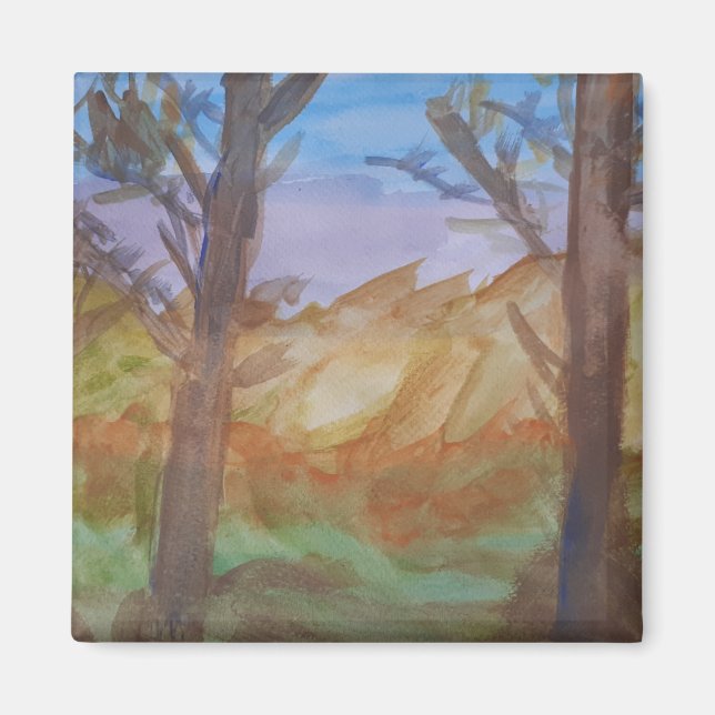 Aimant Arbres du coucher de soleil (Devant)
