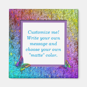 Aimant [Arc-en-ciel à cadre floral] Abstrait avec papillo