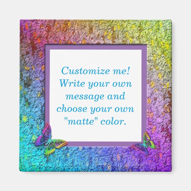 Aimant [Arc-en-ciel à cadre floral] Abstrait avec papillo (Devant)