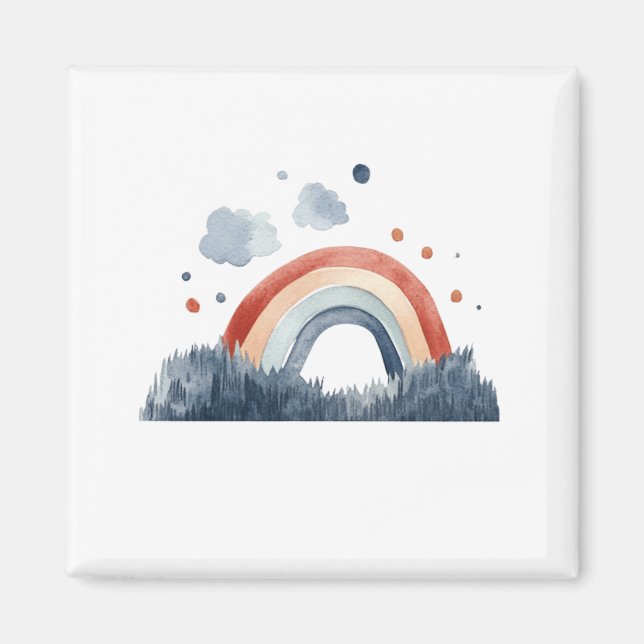 Aimant Arc-en-ciel aquarelle boho (Devant)