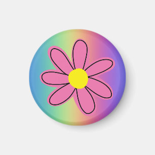 Aimant Arc-en-ciel avec Fleur Rose