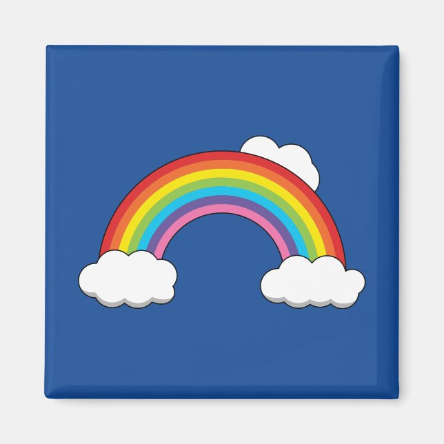 Aimant Arc en ciel avec nuages blancs (Devant)