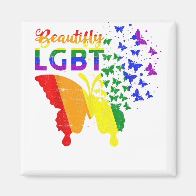 Aimant Arc-en-ciel Bouton LGBT (Devant)