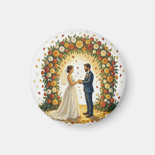 Aimant Arche de mariage romantique Roses dorées Couple
