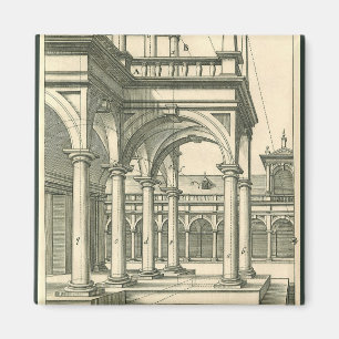 Aimant Architecture vintage, cour romain avec colonnes