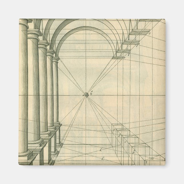 Aimant Architecture vintage, Perspective Colonnes Arches (Devant)