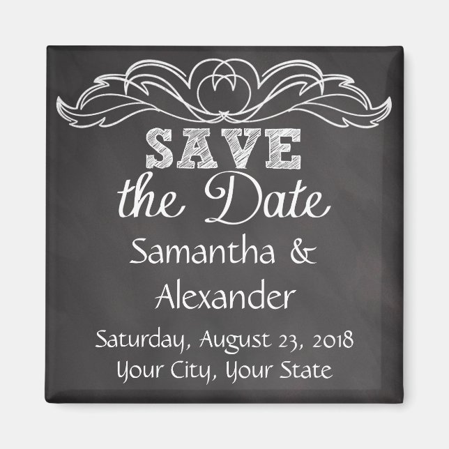 Aimant Ardoise Chalkboard Mariage Enregistrer la date (Devant)