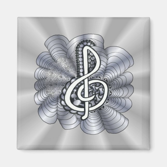 Aimant Argent Clé Treble personnalisable (Devant)