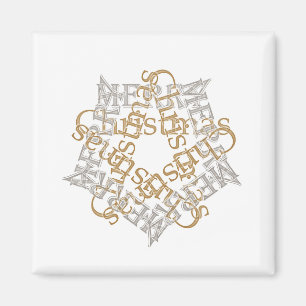 Aimant Argent d'or classique Étoile de Noël Calligraphie