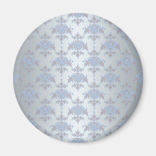 Aimant Argent et bleu pâle Damassé fantaisie