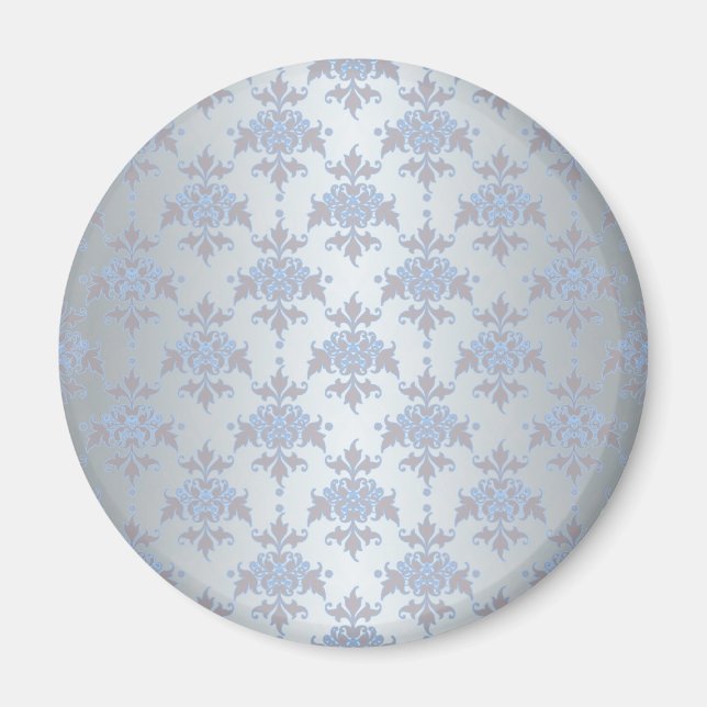 Aimant Argent et bleu pâle Damassé fantaisie (Devant)