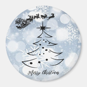 Aimant Argent Étincelant Avec Flamme De Neige, Père Noël,