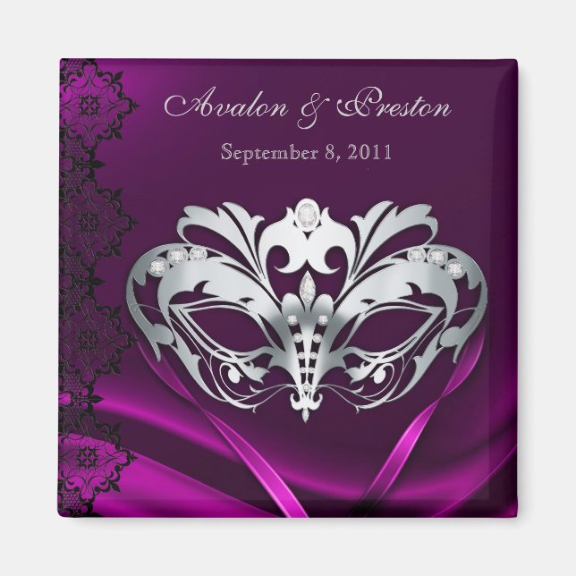 Aimant Argent Masquerade rose Enregistrer l'aimant de dat (Devant)