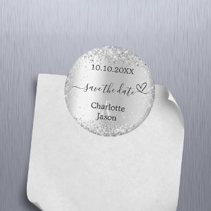 Aimant Argent script coeur boho mariage Enregistrer la da