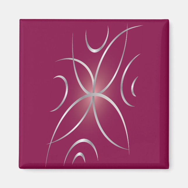 Aimant Argent sur magenta (Devant)