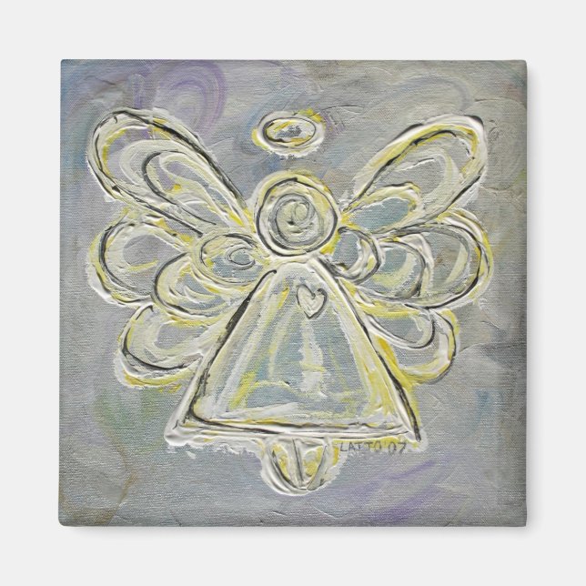 Aimant argenté et blanc à angle lumineux (Devant)