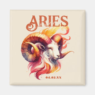 Aimant Aries Ram Aquarelle Zodiac Sign Date de naissance