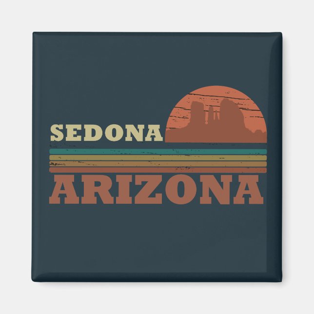 Aimant Arizona Sedona coucher de soleil vintage az retro (Devant)