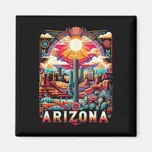 Aimant Arizona State Shirt Az Retro Desert Cactus Famille