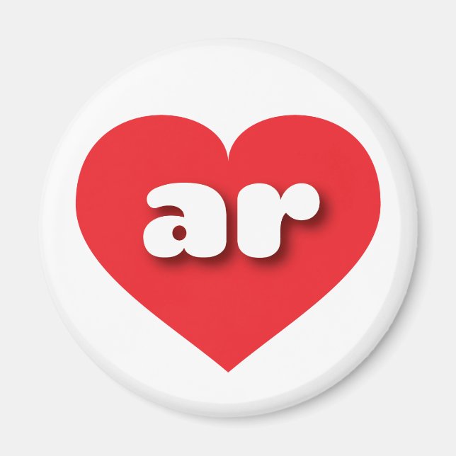 Aimant Arkansas coeur rouge - I love ar (Devant)